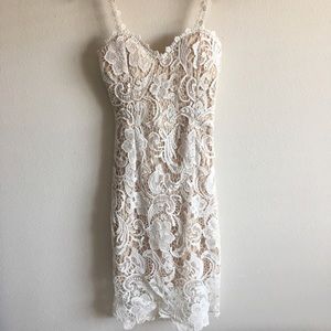 Crochet Lace Bustier Midi Dress